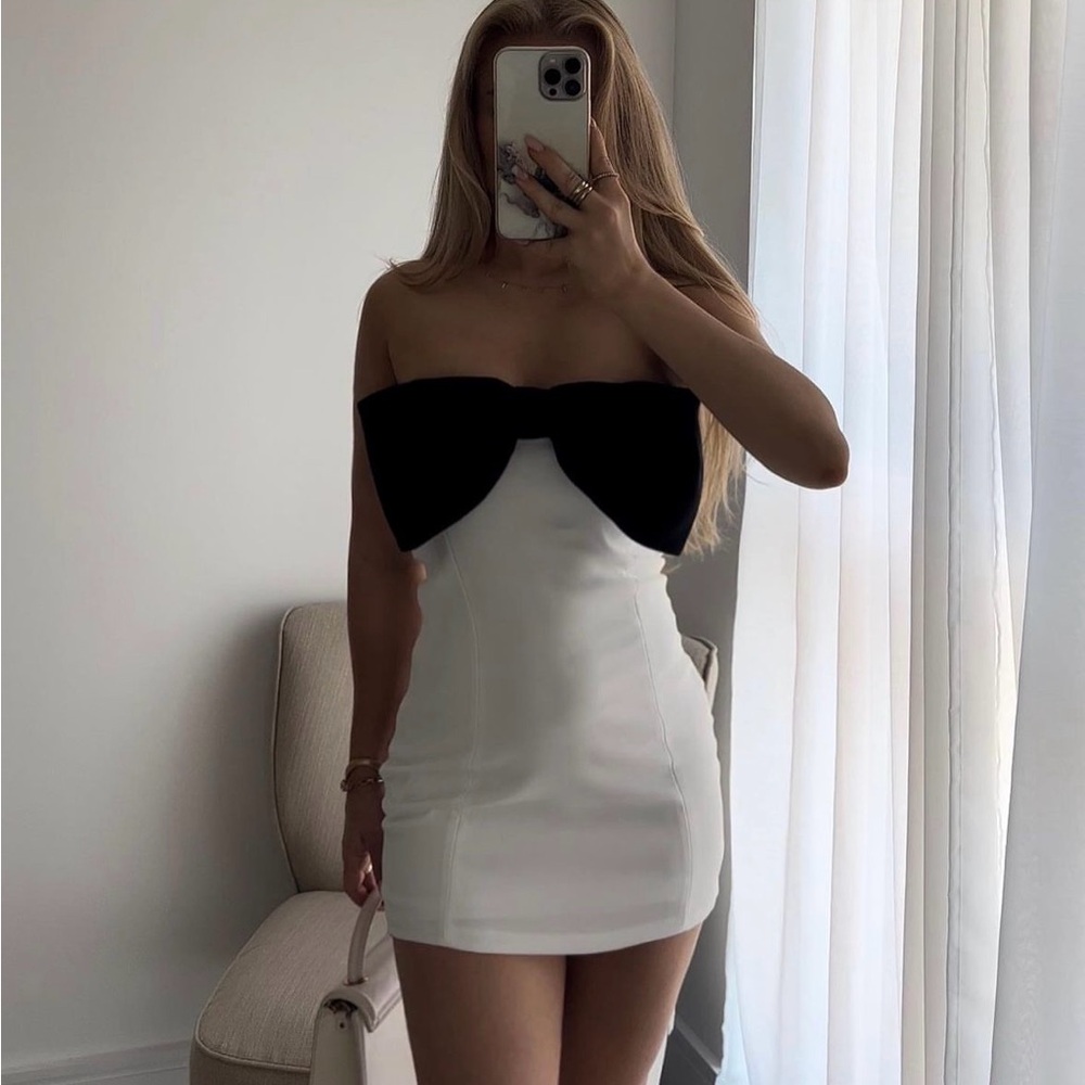 Zara dress mini bow bodycon fitted white wedding party coctail dress - Picture 14 of 15